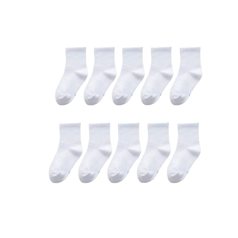 10pairls/Lot Children White Black Pure Socks for Girls Kids School Socks Soft Breathable Warm Cotton Socks WHITE 7 to 9 years